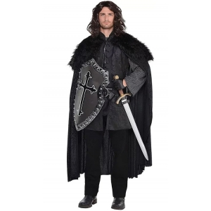 Furry Cloak Black - Mens Viking Costume Medieval Costumes 